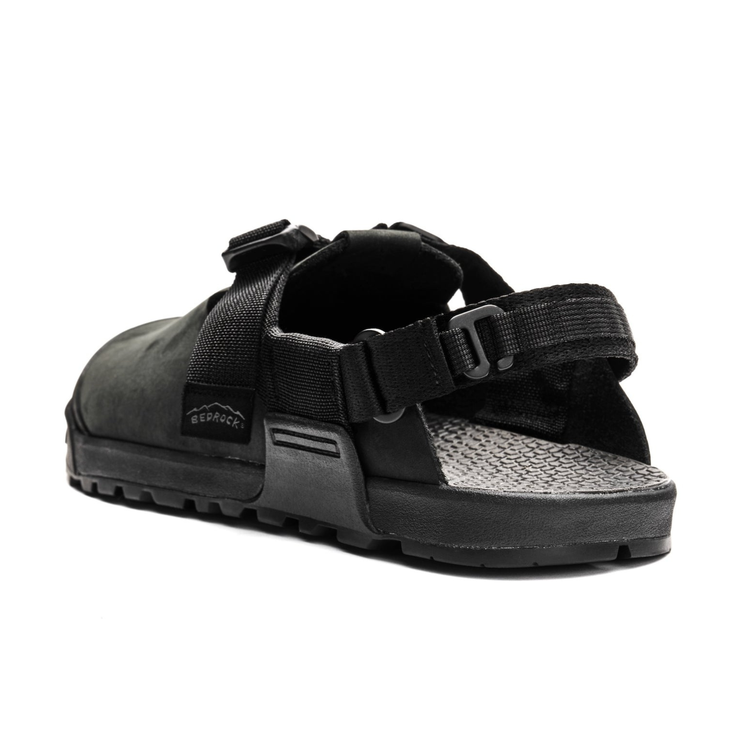 Bedrock Mountain Clog Obsidian Dark Gray Nubuck Leather heel view