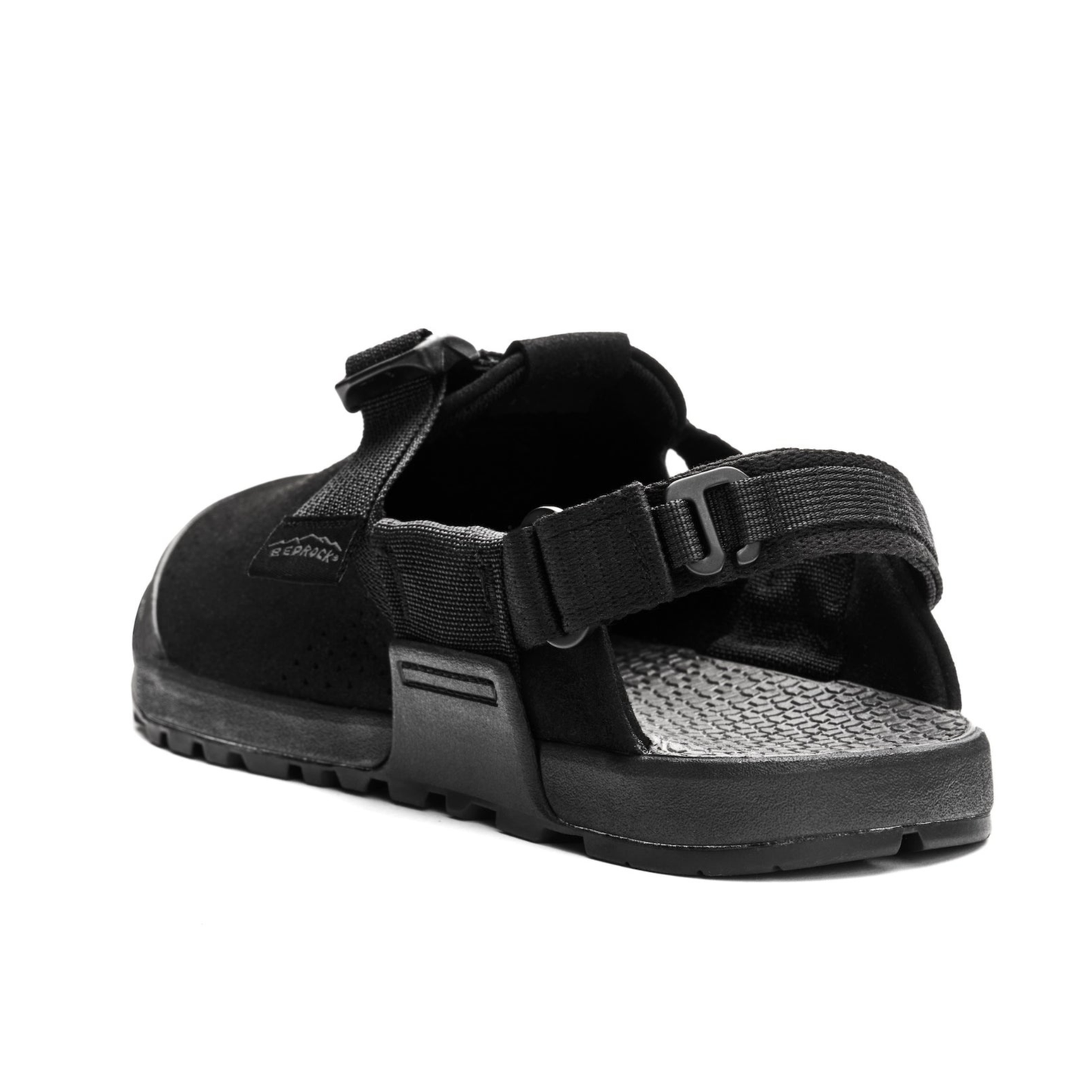 Bedrock Mountain Clog Synthetic Suede Obsidian Black heel view