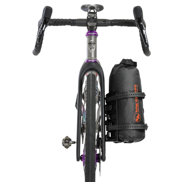 Big Agnes Copper Spur UL3 Bikepack ultralight three person tent mounted on a fork cage