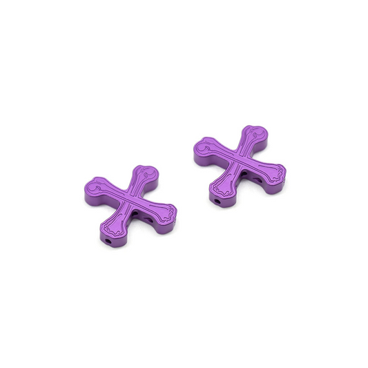 Boneshaker MTB “Crossbones” Cantilever Cable Hanger pair in anodized purple finish