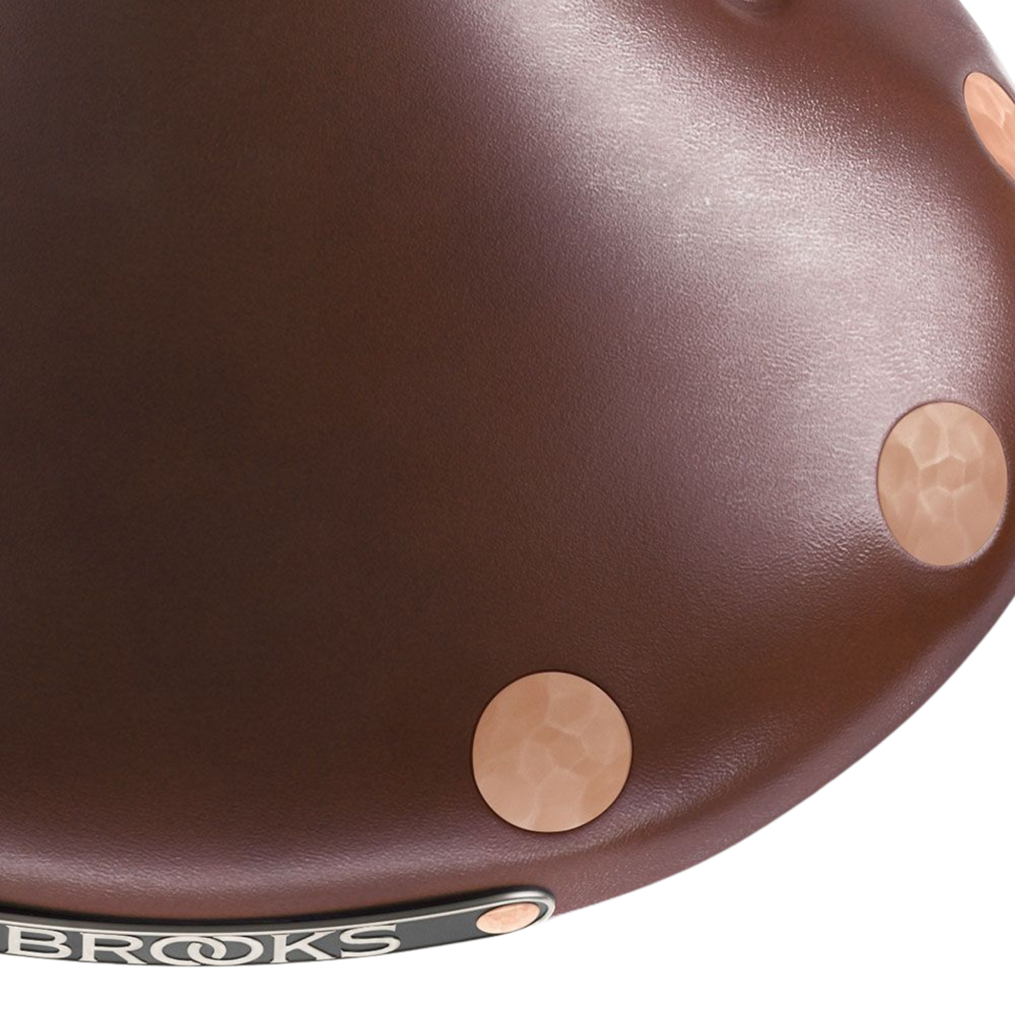 Close-up of Brooks Swift saddle copper rivets