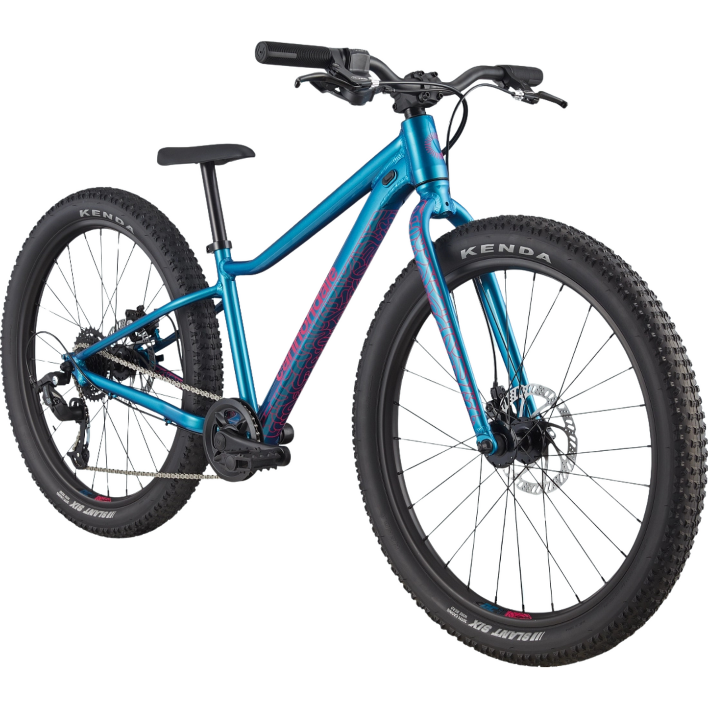 Cannondale Kids Trail Plus 24 youth mountain bike in Deep Teal Side Angle Profile