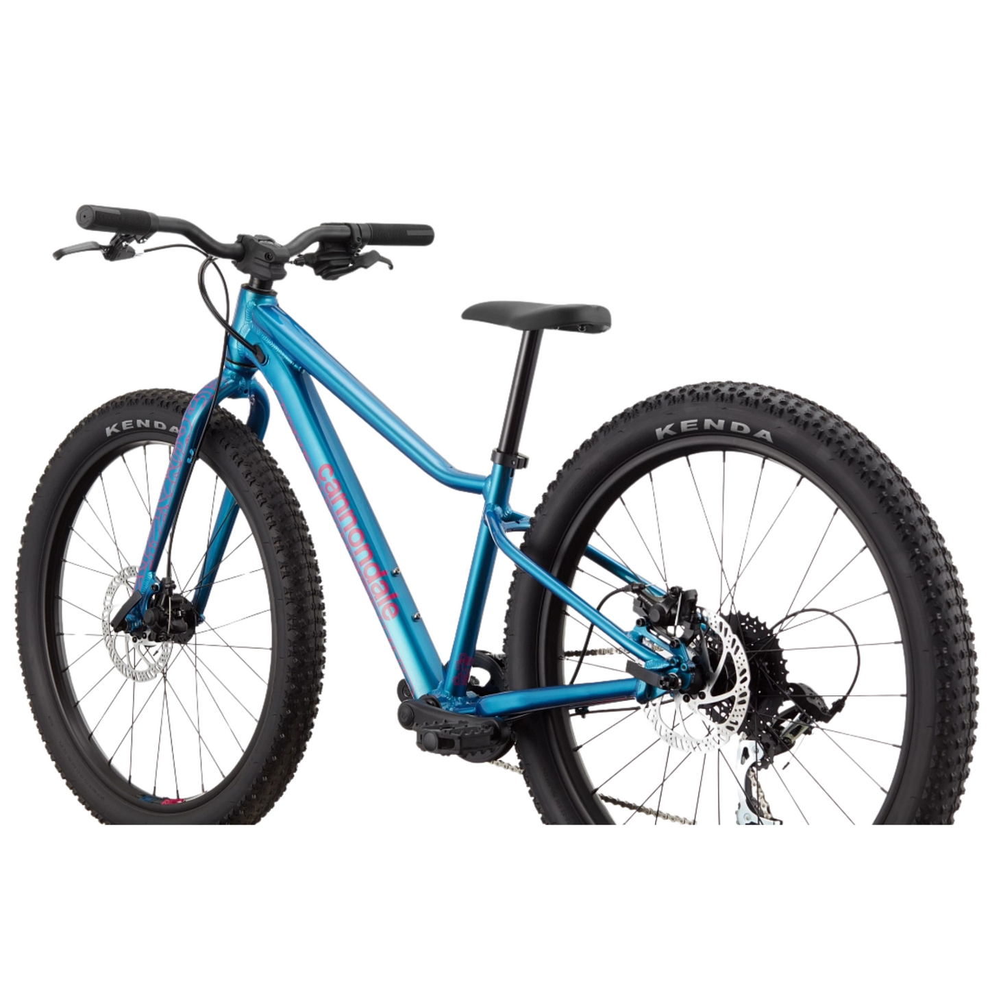 Cannondale Kids Trail Plus 24 youth mountain bike in Deep Teal Side Angle Profile From Rear