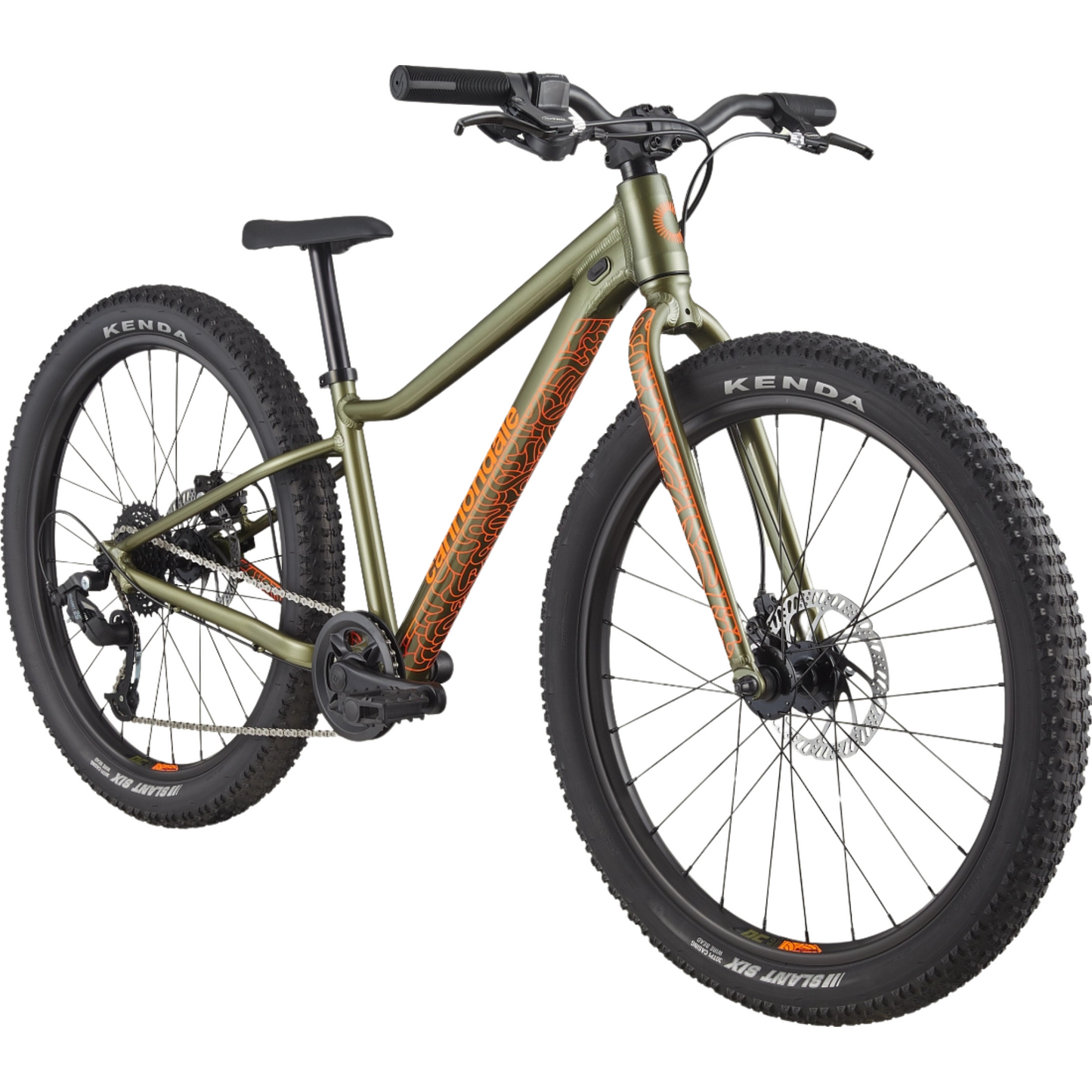 Cannondale Kids Trail Plus 24 youth mountain bike in Mantis Green Side Angle Profile