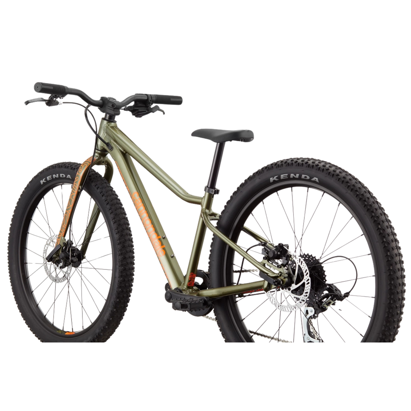 Cannondale Kids Trail Plus 24 youth mountain bike in Mantis Green Side Angle Profile From Rear