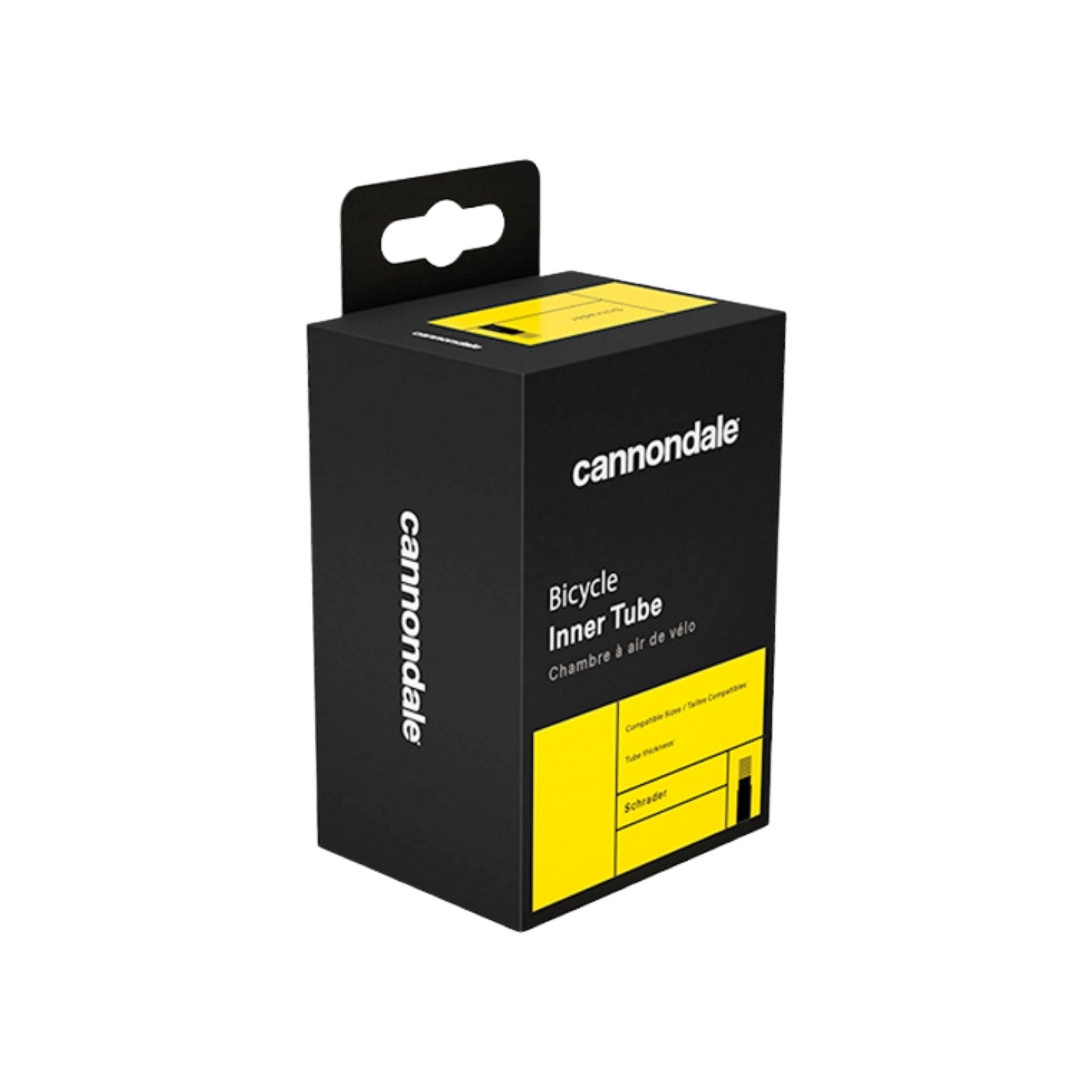 Cannondale Schrader 40 mm Valve Tube in black box with yellow
