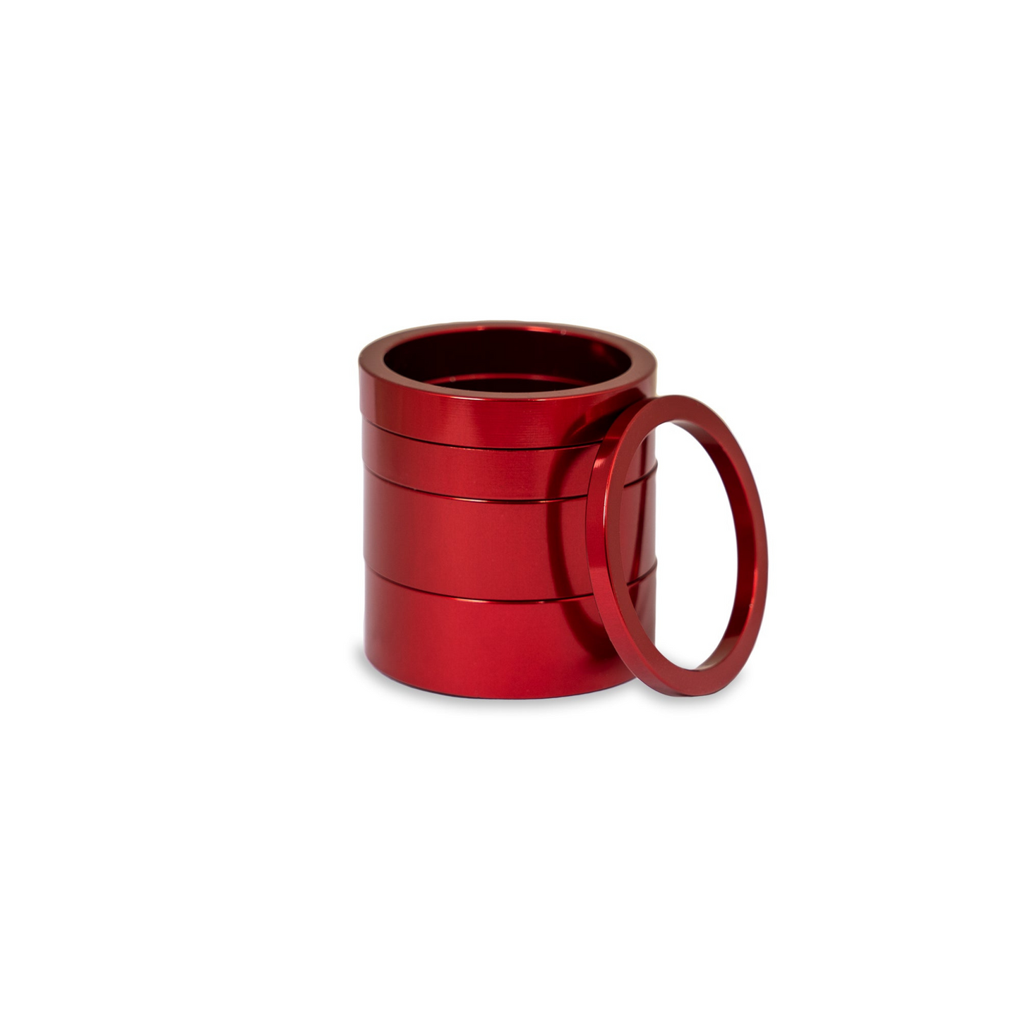 Chris King headset spacer kit in red anodized finish