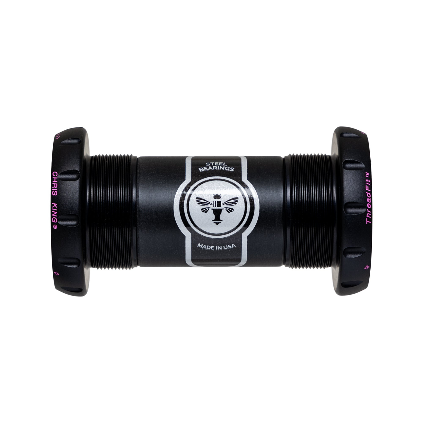 chris king threadfit 30 bottom bracket stainless bearing in two tone black punch colour