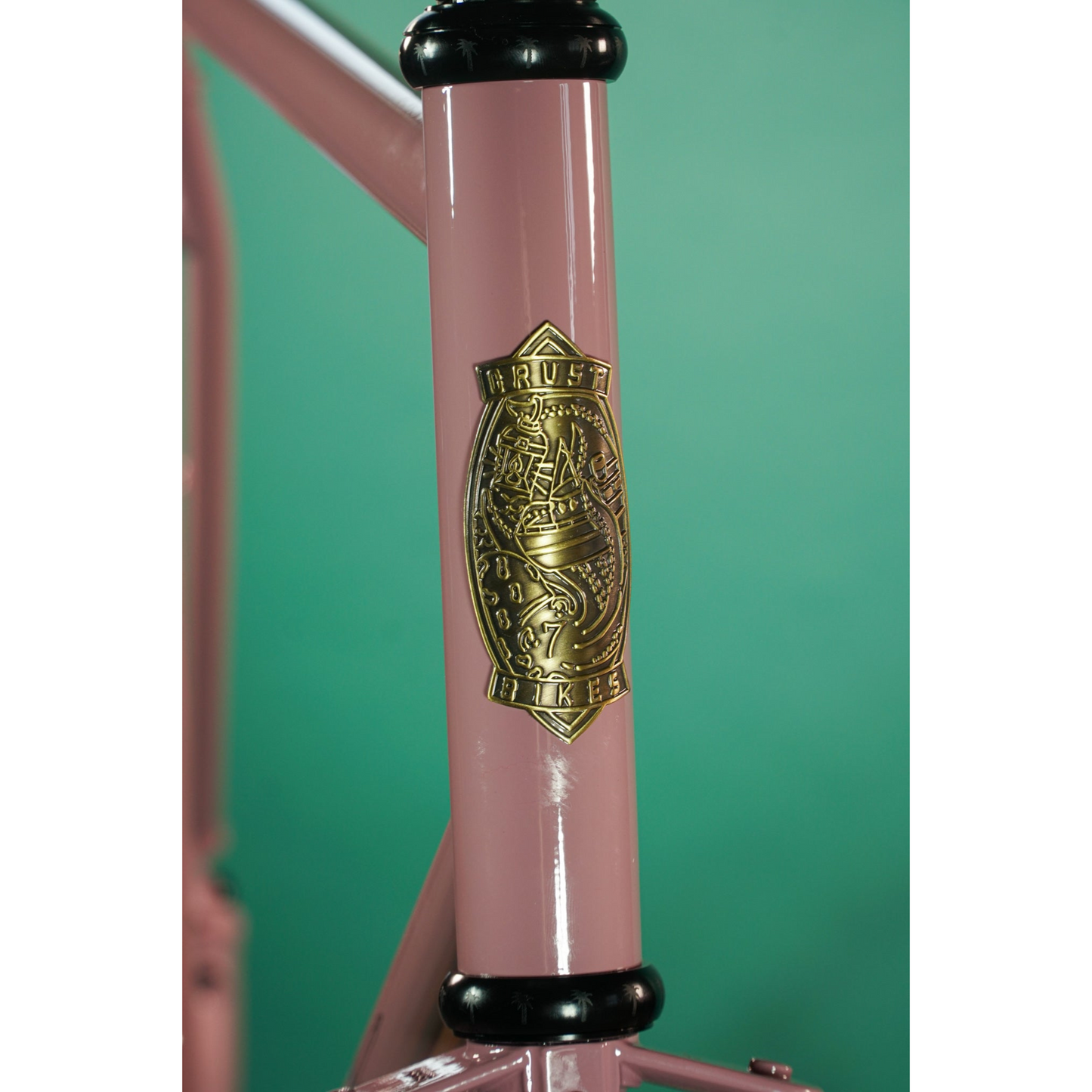 Crust Bombora Chromoly Gravel Frameset pastel violet colour showing headbadge