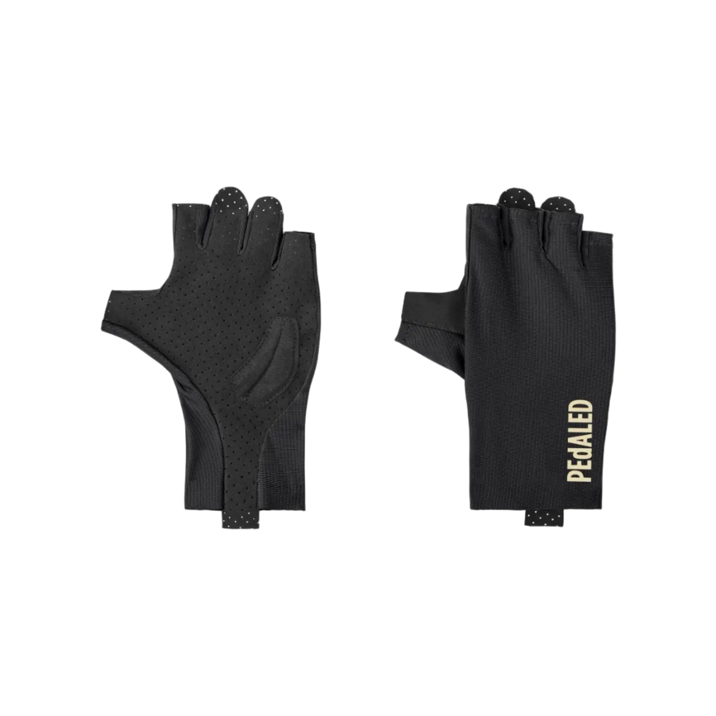 PeDaLED Element cycling gloves in black for road, gravel, bikepacking on white background