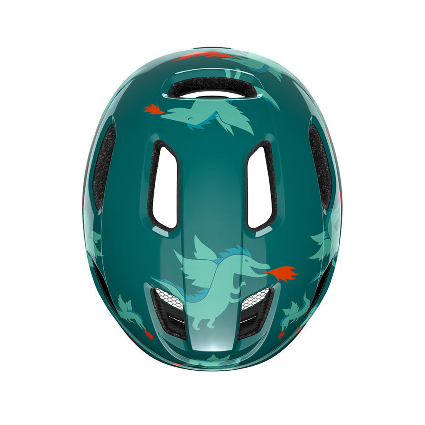 Lazer Nutz KinetiCore 2.0 kids helmet dragons colour, top view of helmet