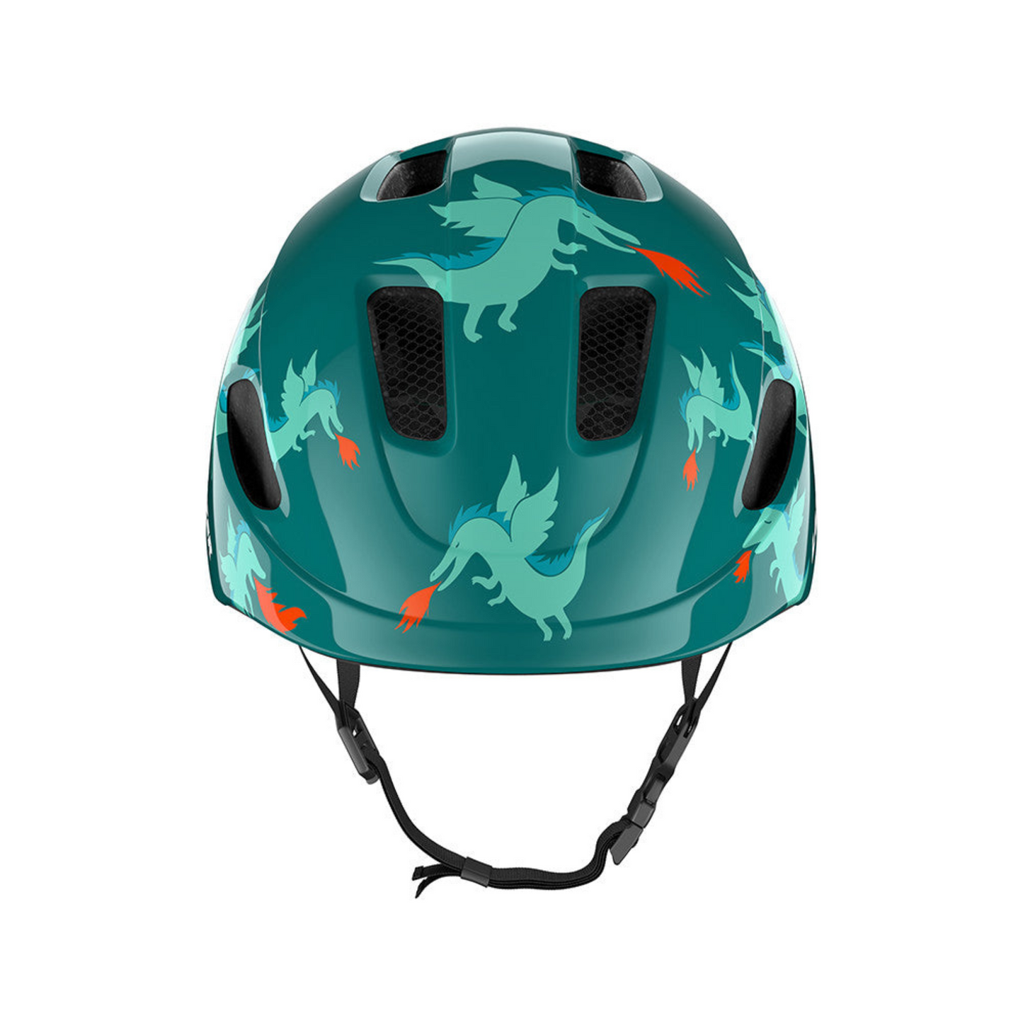 Lazer Nutz KinetiCore 2.0 kids helmet dragons colour, front view of helmet