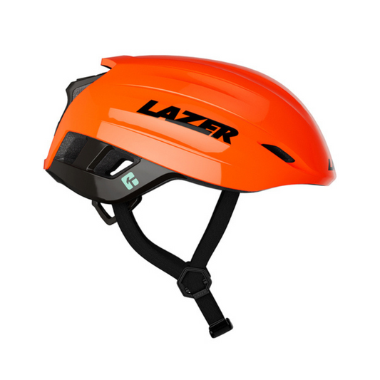 Side view of Lazer Z1 KinetiCore Aeroshell installed on helmet