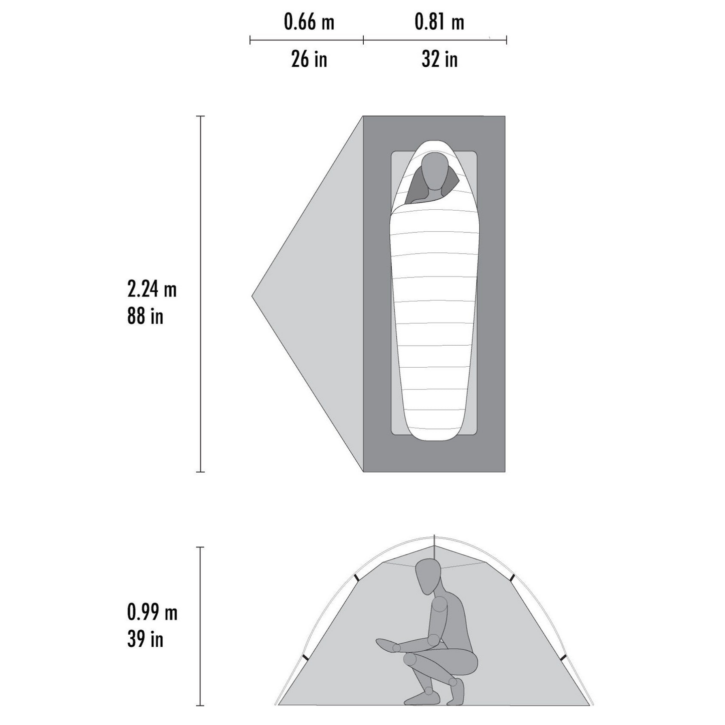 MSR Hubba Hubba LT 1‑Person Tent dimensions detail