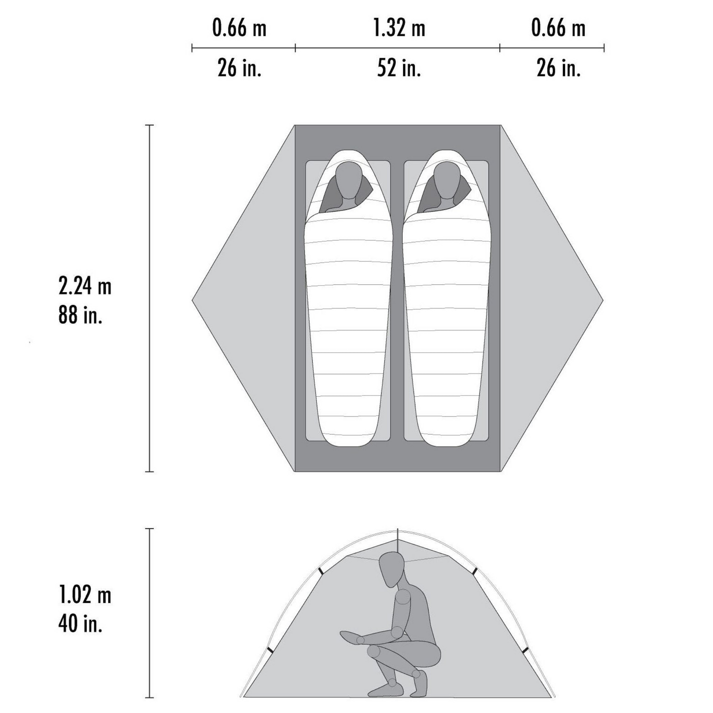MSR Hubba Hubba LT 2‑Person Tent dimensions detail