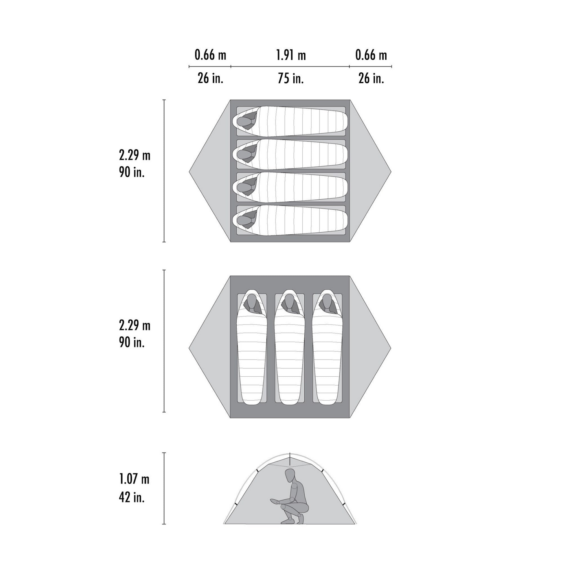 MSR Hubba Hubba LT 3‑Person Tent dimensions detail