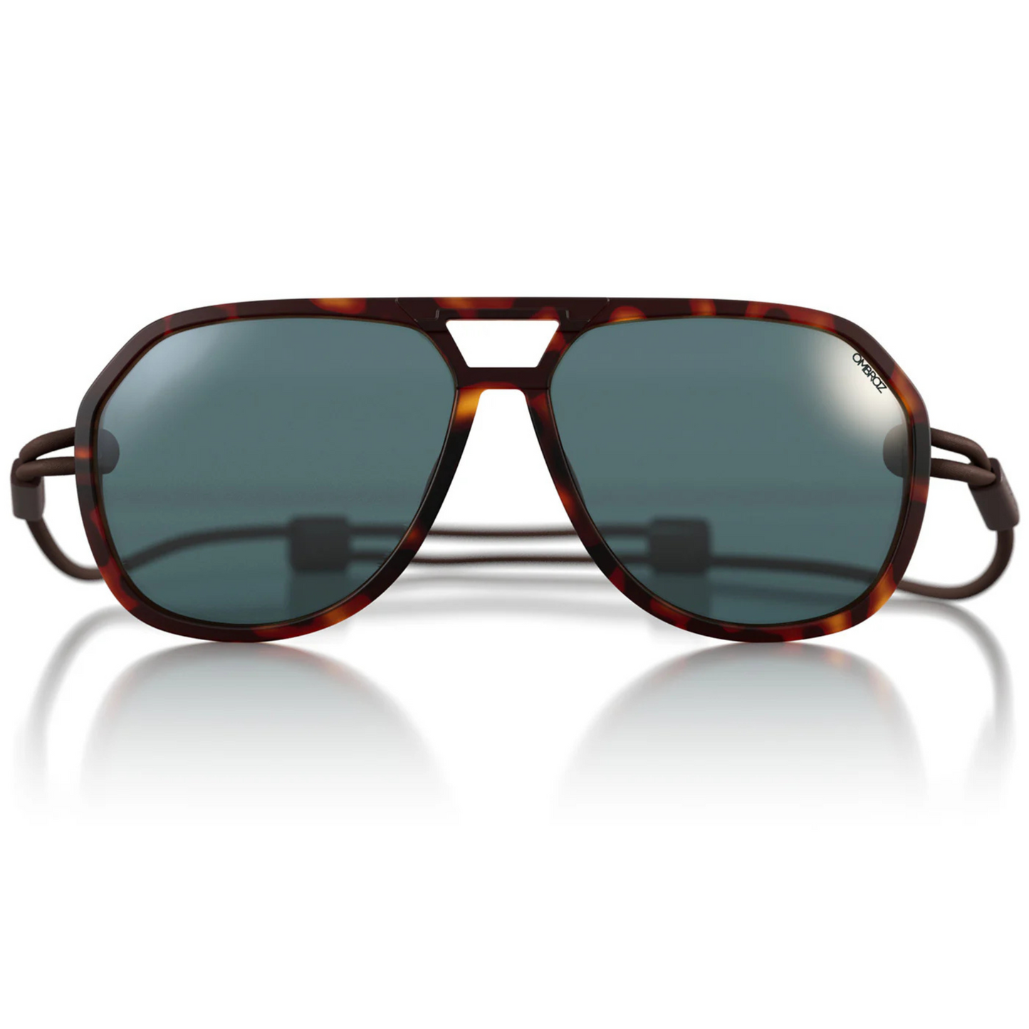 A pair of Ombraz Classic sunglasses with a tortoiseshell pattern frame and dark polarized lenses.