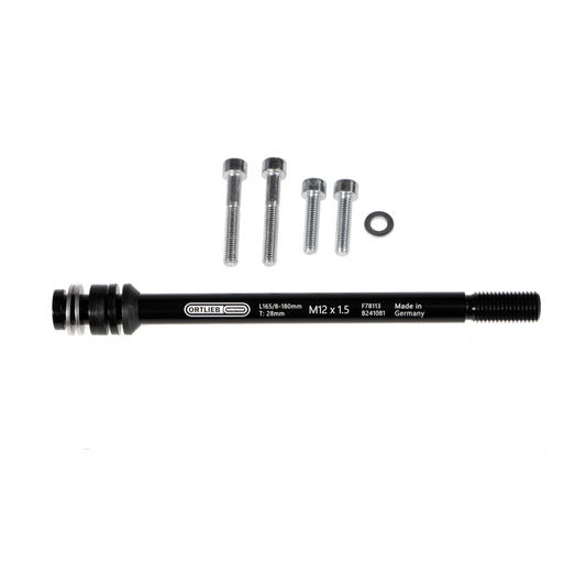 Ortlieb Thru Axle M6‑Connector — adjustable aluminum adapter axle with integrated M6 rack threads