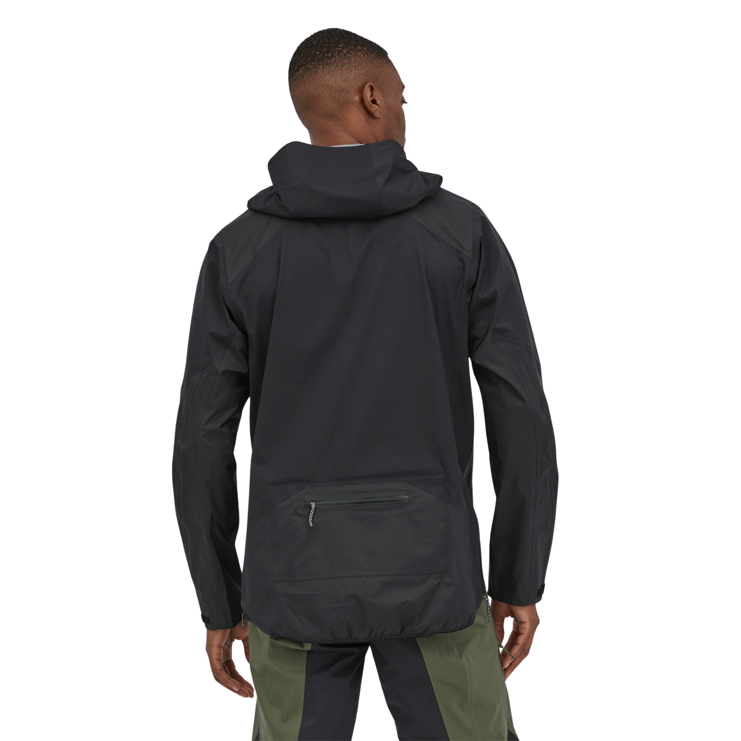 Patagonia Dirt Roamer Storm Bike Jacket in Black worn by model, back