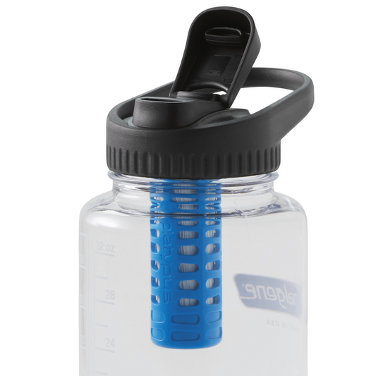 Platypus DayCap In-Bottle Filter attached to Nalgene bottle
