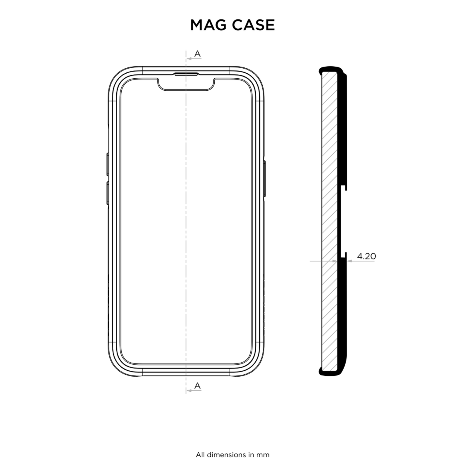 Quad Lock MAG Case for iPhone dimension details