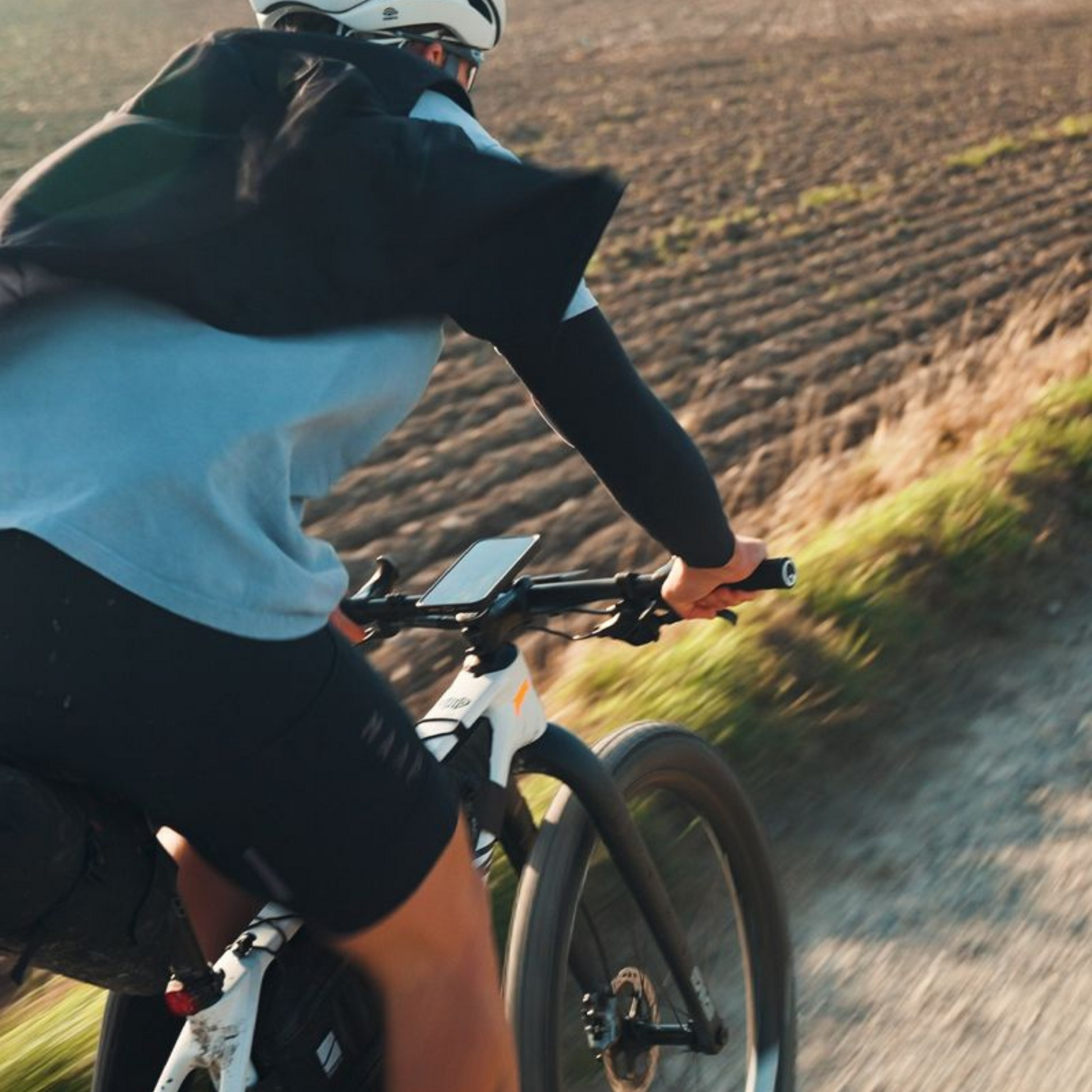 Quad Lock phone case and Stem Cap Mount in use
