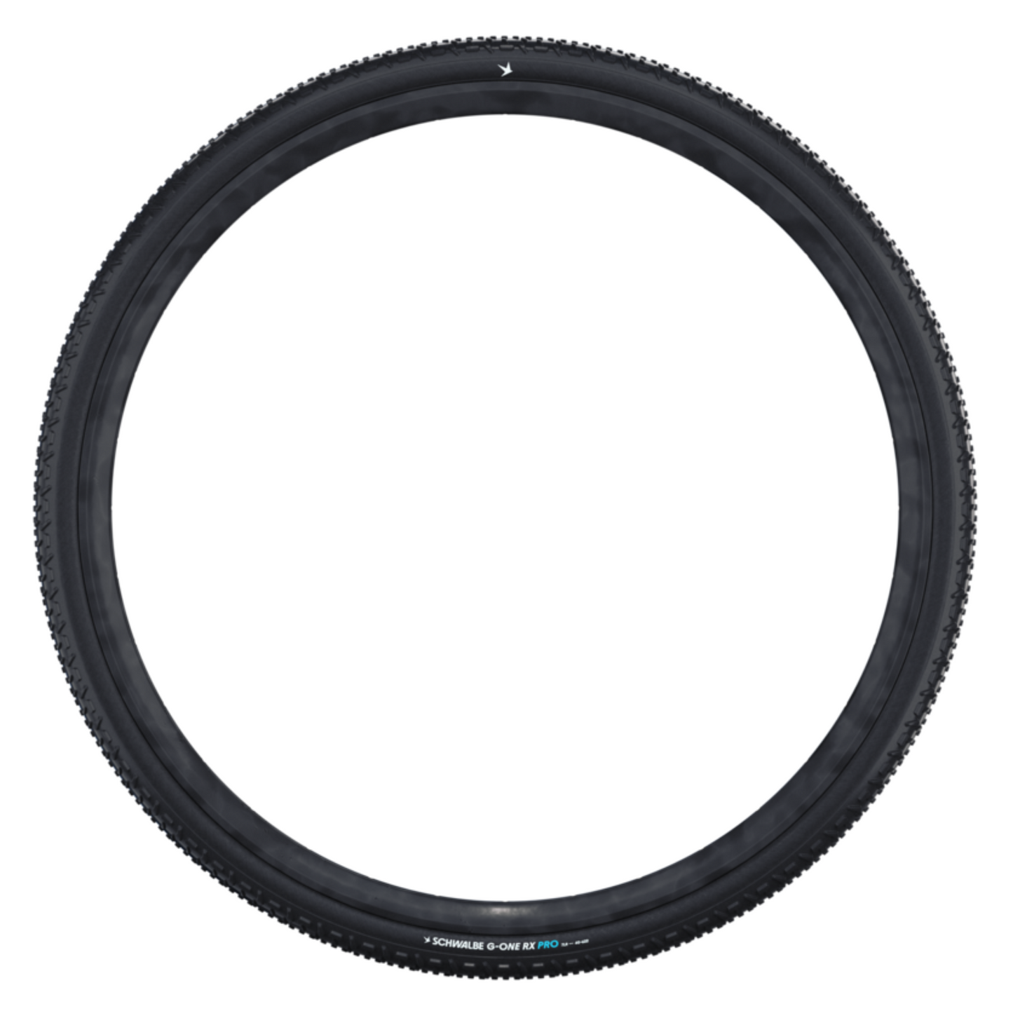 Schwalbe G‑One RX Pro gravel tire with aggressive tread in black colour, side profile