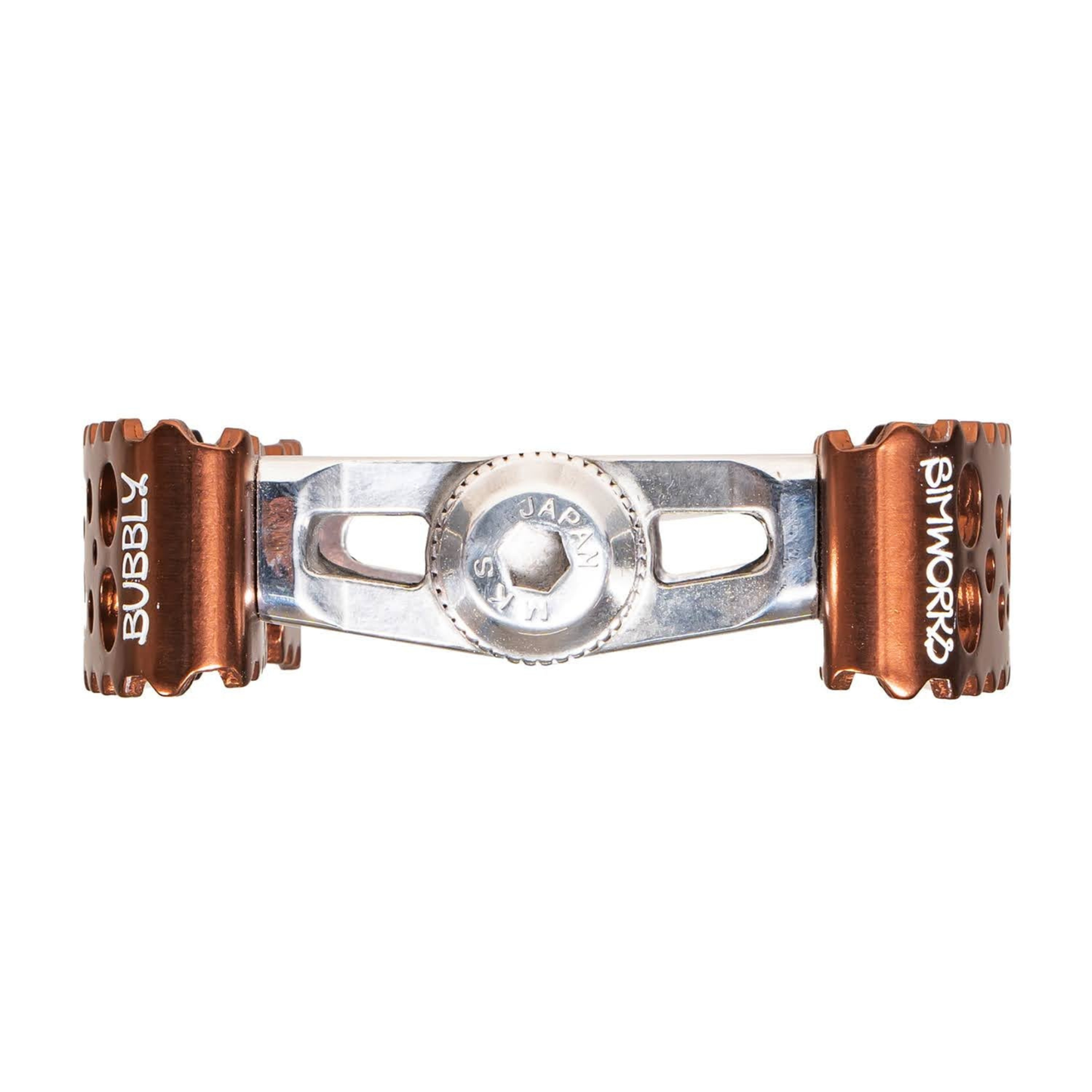 SimWorks by MKS Tiny Bubbly Bronze Edition compact platform bicycle pedals profile on white background