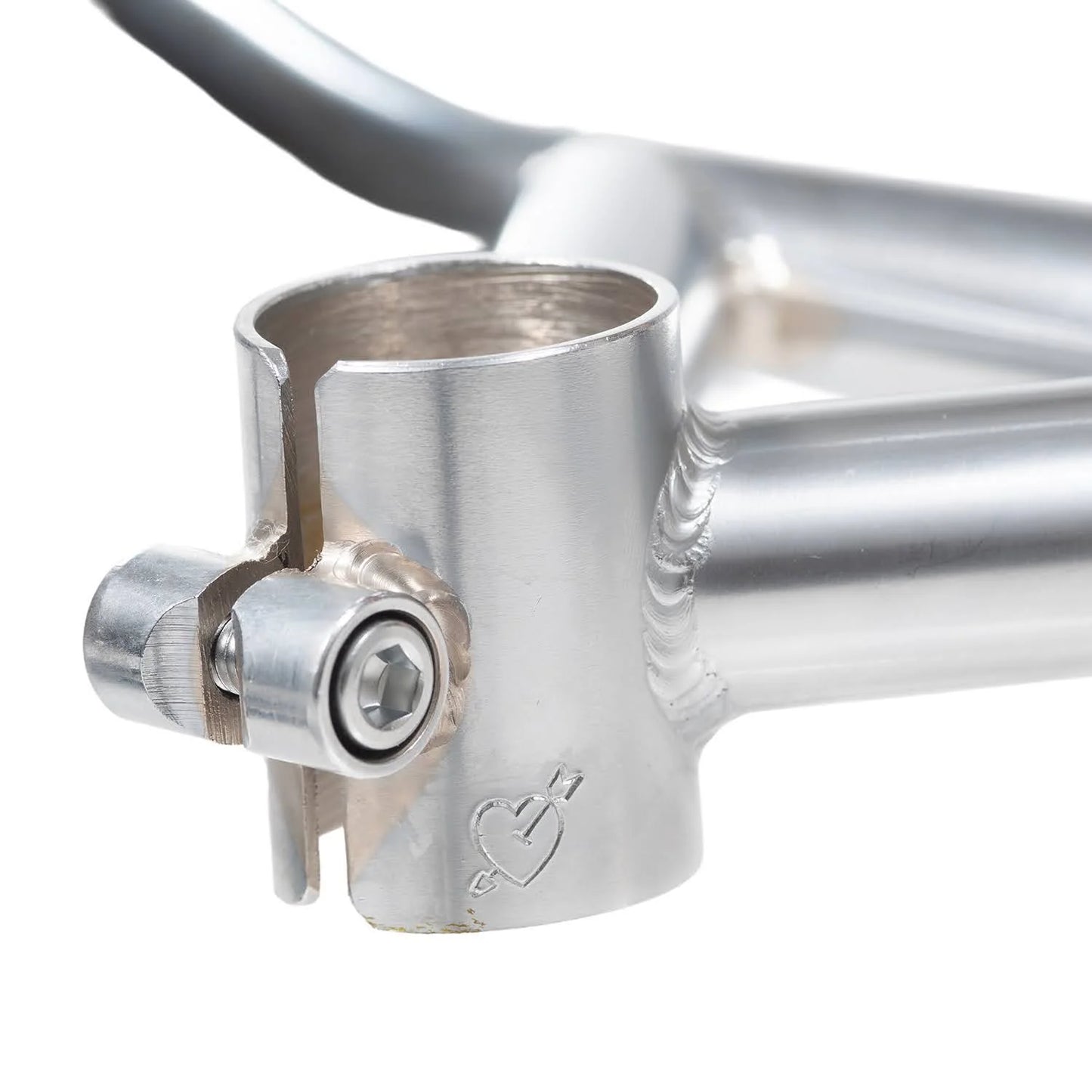 SimWorks Still Cruisin’ Bar showing heart and arrow logo on clamp in silver