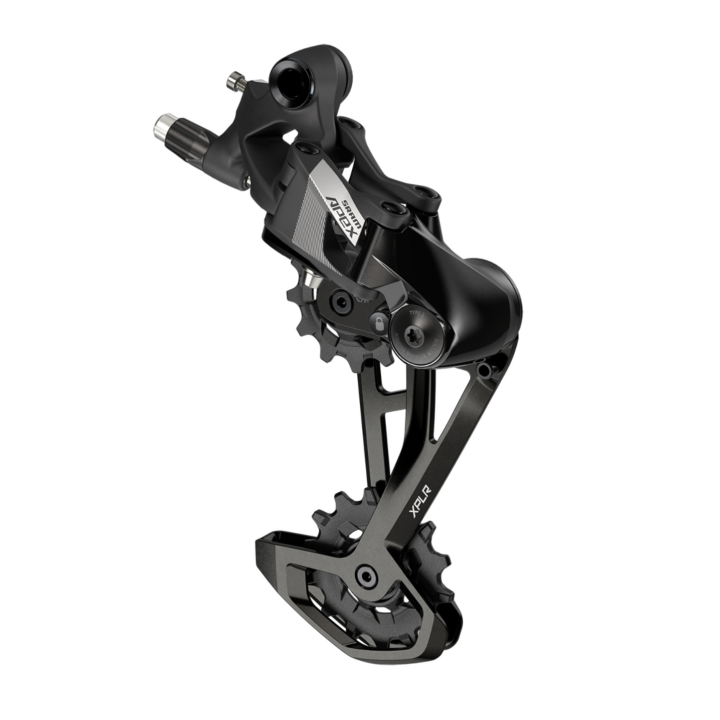 SRAM Apex XPLR Rear Derailleur (RD‑APX‑1‑D1) angled profile with cage extended