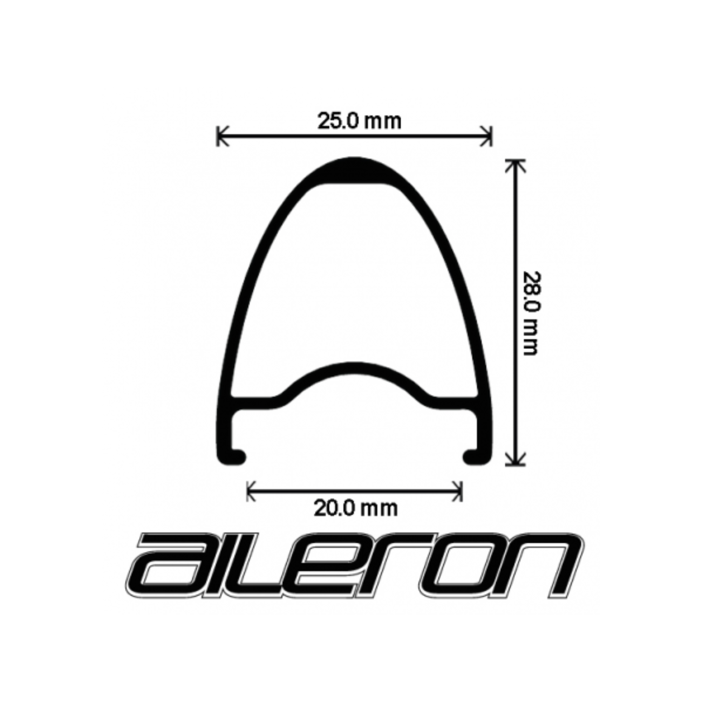 Velocity Aileron 700c tubeless ready rim. internal sizing detail