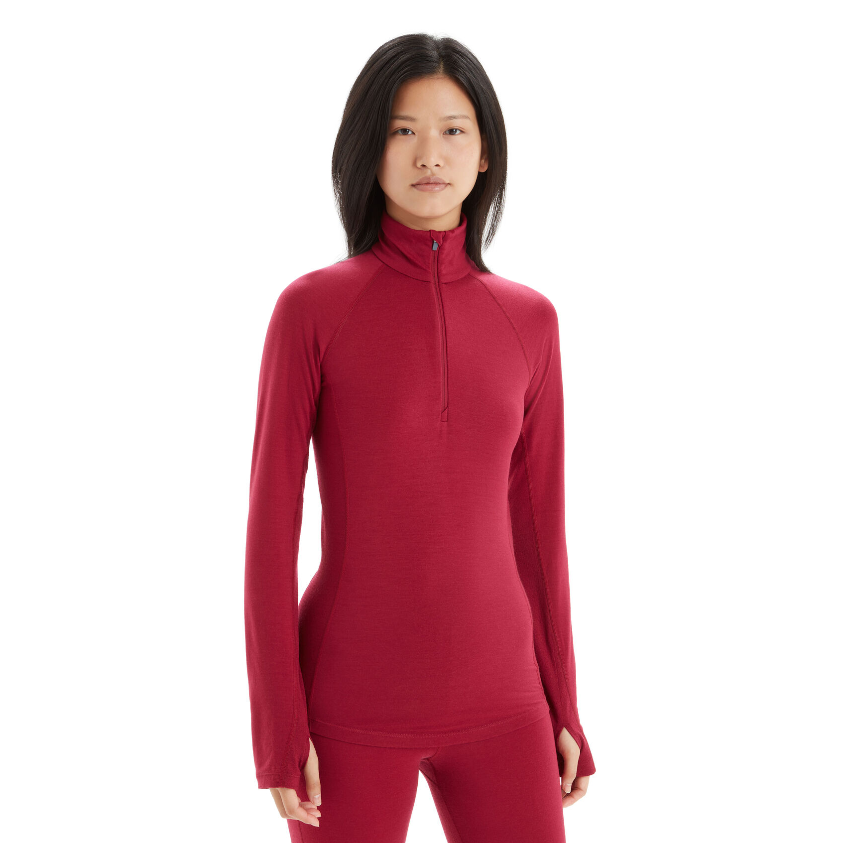 Mens Icebreaker Bodyfit 260 Zip Sweater Pullover Merino Wool Red Size L 