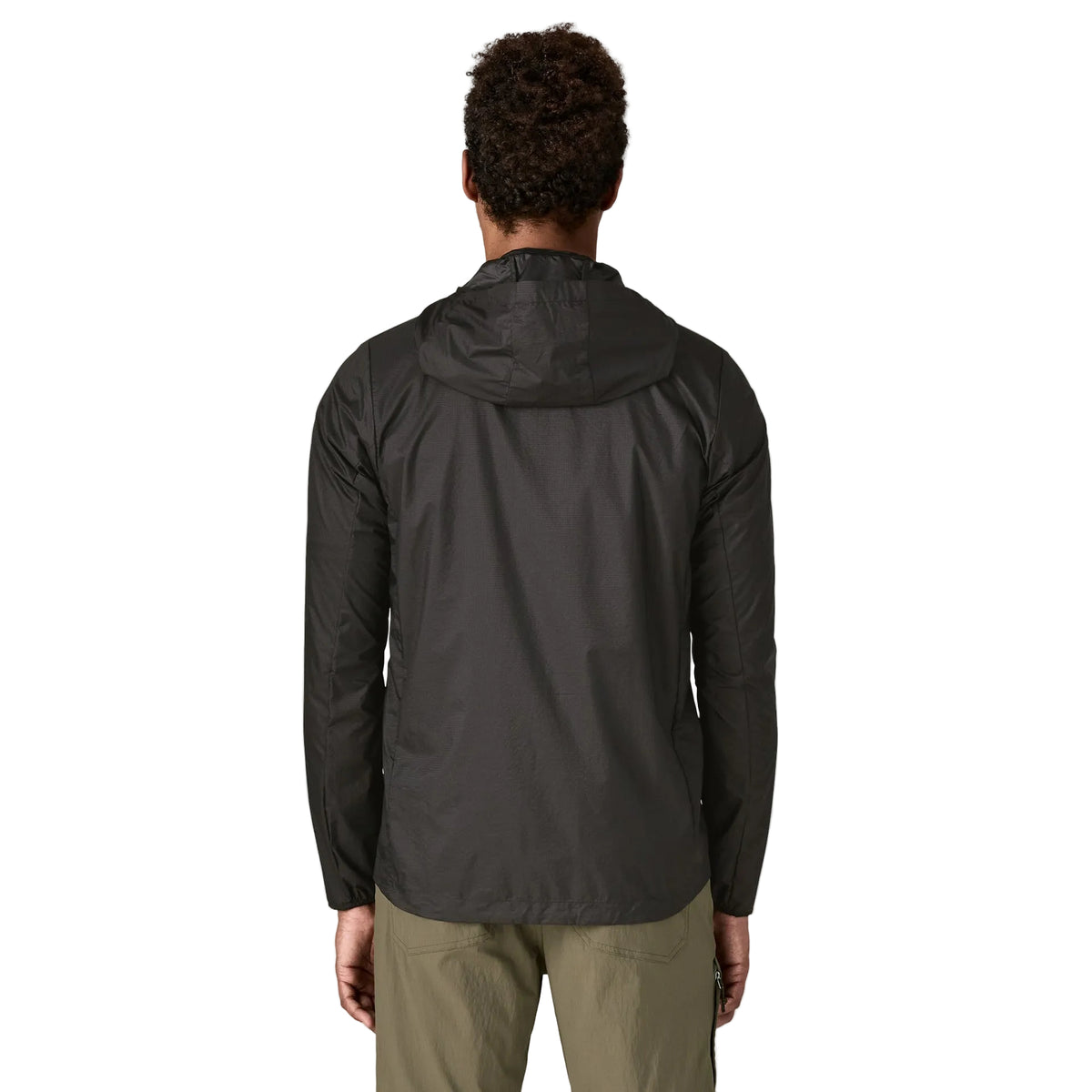 Patagonia Men's Houdini lightweight windbreaker jacket made from recycled nylon ripstop with adjustable hood, zippered chest pocket and reflective P-6 logo.