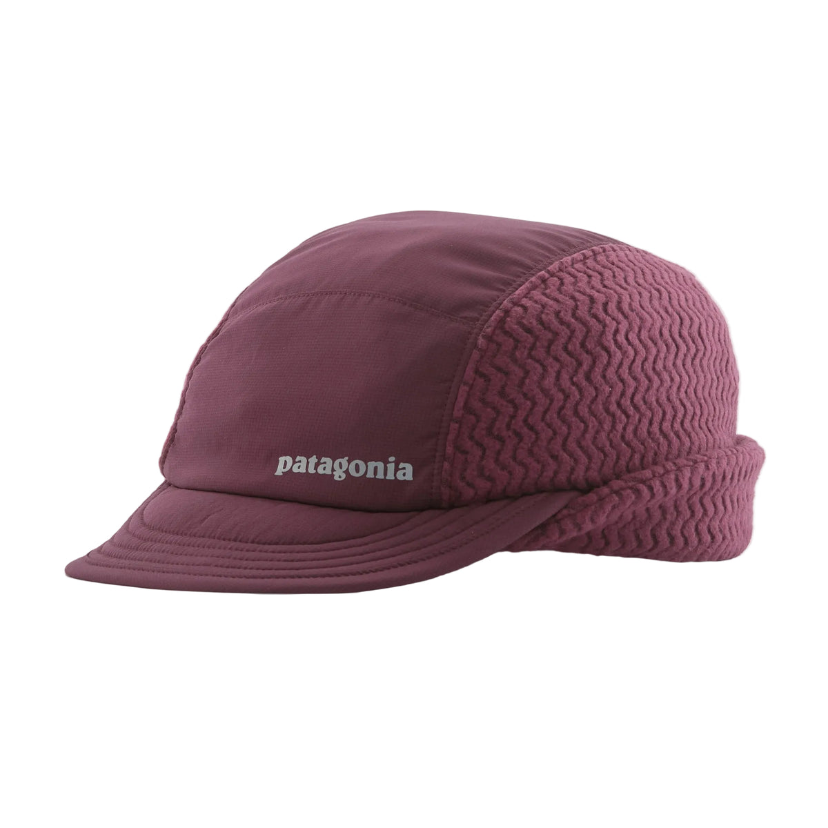 Patagonia Winter Duckbill Cap with recycled polyester ripstop crown, flip-down fleece earflaps, adjustable rear closure and crushable brim.
