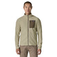 Patagonia Men's R1 Air Fleece Jacket in Pelican with full-length front zipper, zigzag-knit recycled polyester fleece, zippered chest pocket and two front pockets.
