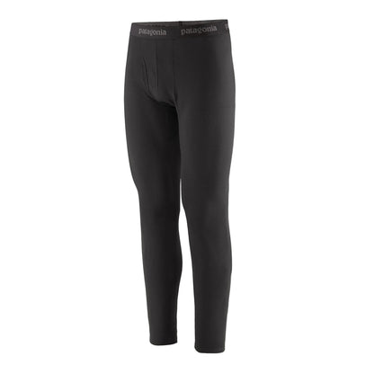 Patagonia Men's Capilene Thermal Weight Bottoms Black featuring Polartec® Power Grid® recycled polyester fabric, fitted construction and full-length legs.