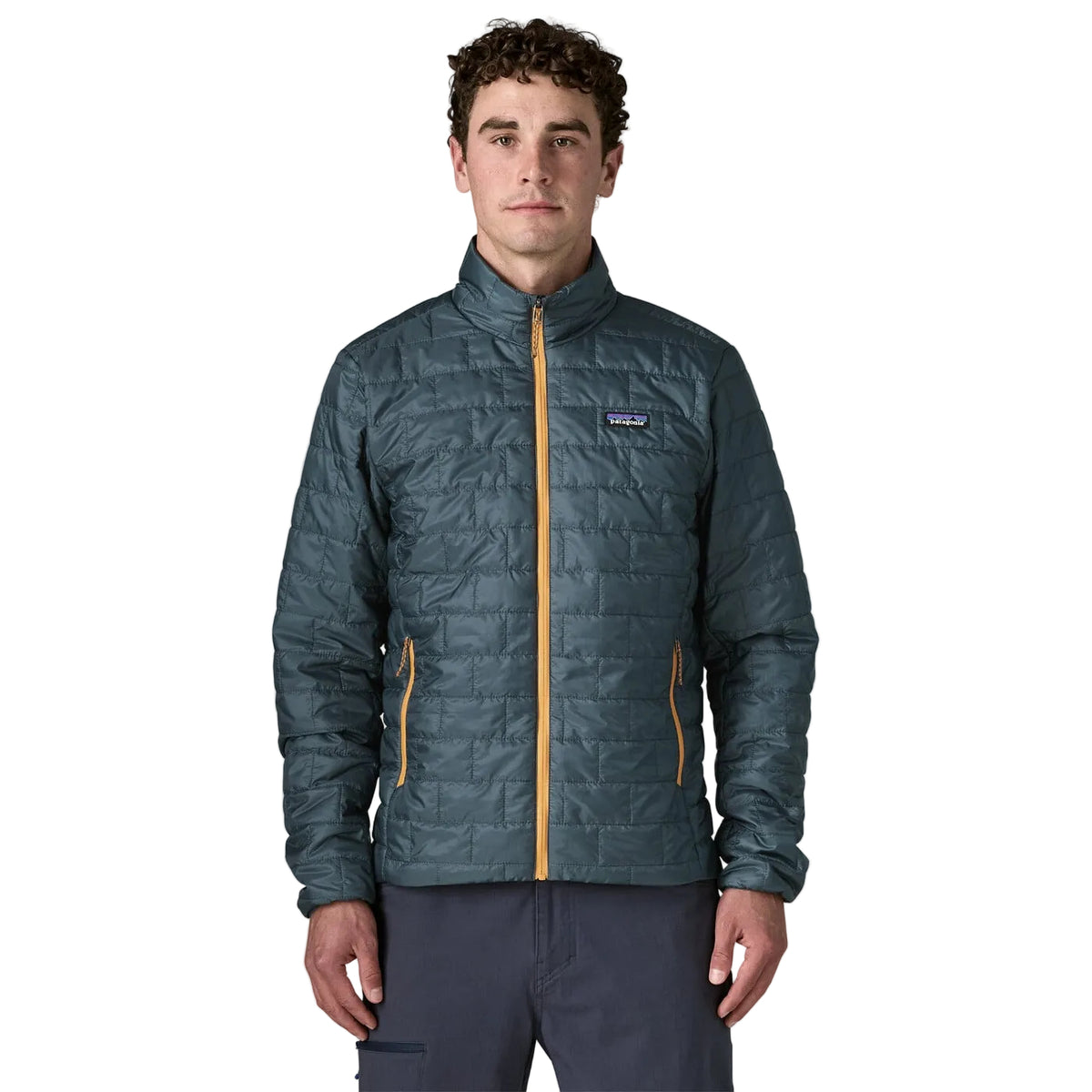 Patagonia Men's Nano Puff Jacket featuring recycled polyester ripstop fabric, signature brick quilting, full-length zipper and insulated construction.