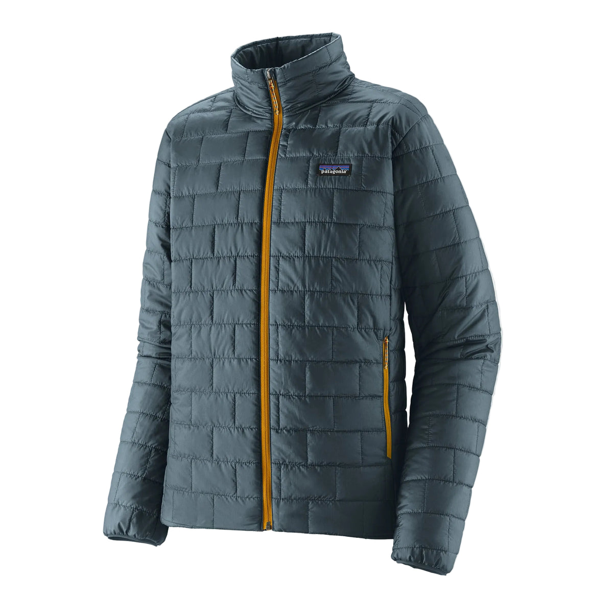 Patagonia Men's Nano Puff Jacket Summit Blue featuring recycled polyester ripstop fabric, signature brick quilting, full-length zipper and insulated construction.