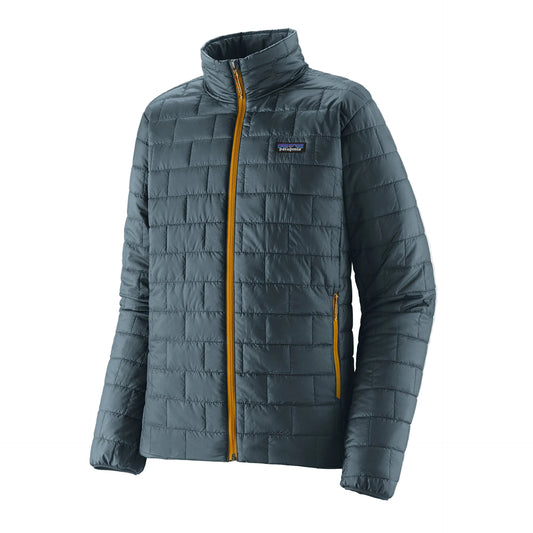 Patagonia Men's Nano Puff Jacket Summit Blue featuring recycled polyester ripstop fabric, signature brick quilting, full-length zipper and insulated construction.