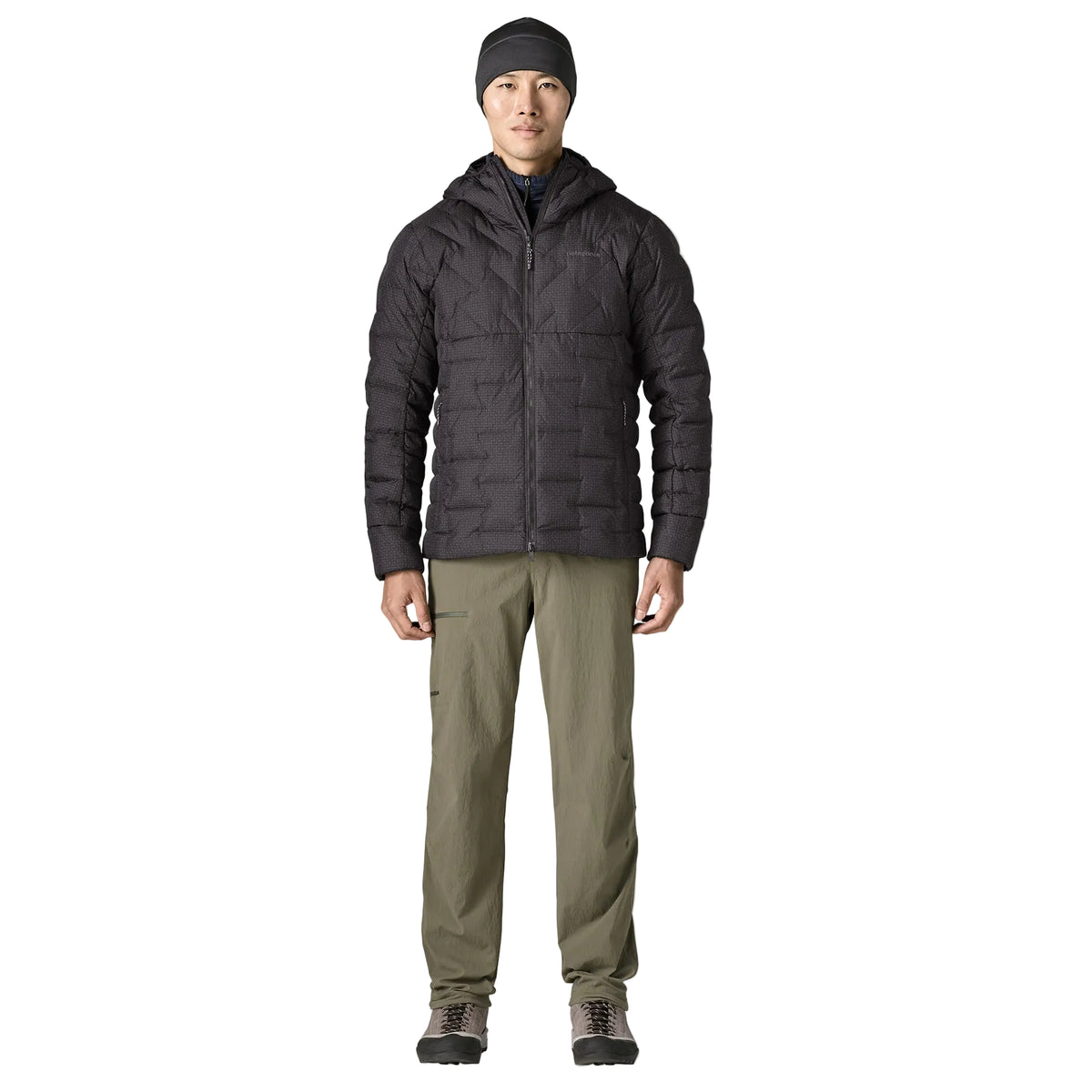 Patagonia Men's Durable Down Hoody featuring abrasion-resistant ripstop fabric, insulated adjustable hood, full-length zipper and quilted down construction.