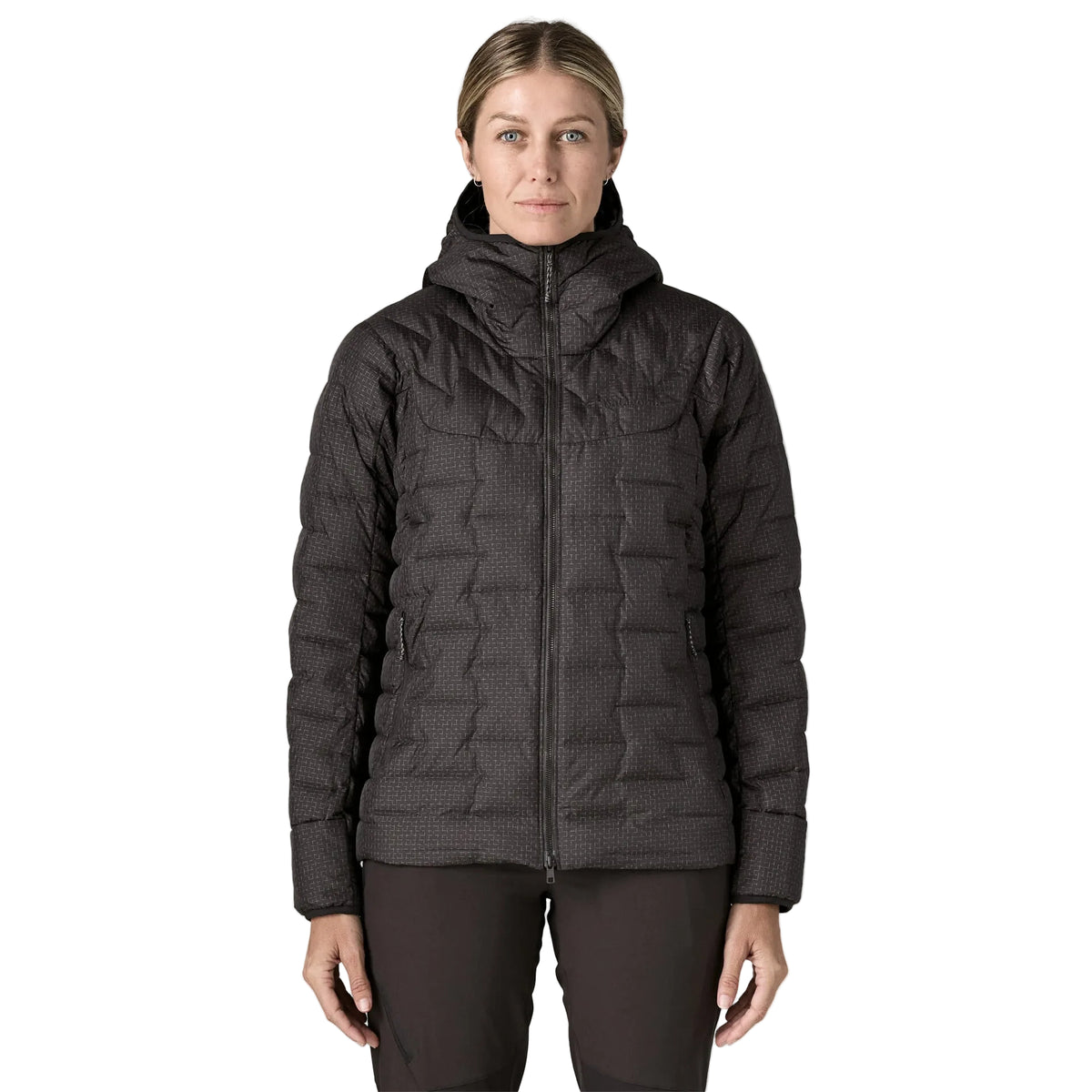 Patagonia Women's Durable Down Hoody featuring abrasion-resistant ripstop fabric, insulated adjustable hood, full-length zipper and quilted down construction.