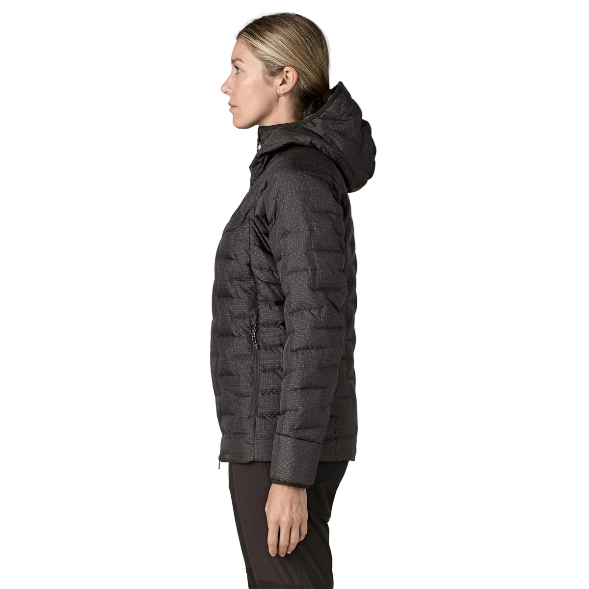 Patagonia Women's Durable Down Hoody featuring abrasion-resistant ripstop fabric, insulated adjustable hood, full-length zipper and quilted down construction.