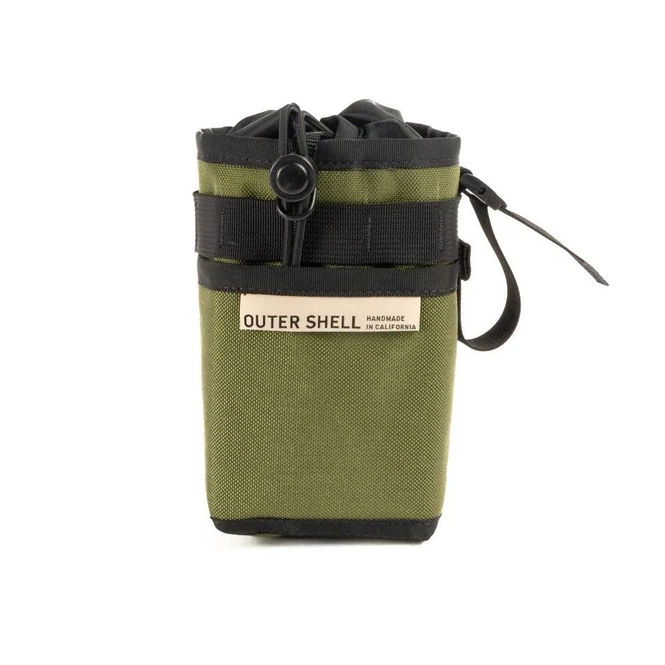 Outer Shell Stem Caddy bicycle bag in Olive EcoPak designed for storing essentials on your icycle handlebar