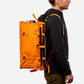 Rux 70L Gear Box for organizing outdoor equipment for camping, biking, hiking, rock climbing and road tripping. Modular gear box in Orange with waterproof press-seal lid.