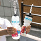 Rokkaku Boy Water Bottle in both Clear and White with blue text and graphic design.