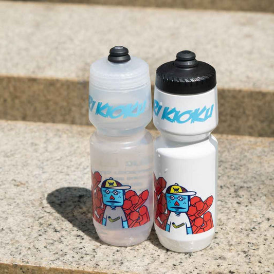 Rokkaku Boy Water Bottle in Clear and White with graphic