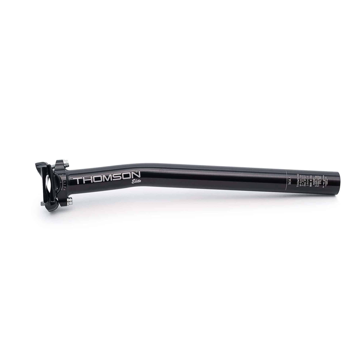 Thomson Elite Setback Seatpost with integrally machined 7000-series aluminum body, forged saddle clamps and setback design.