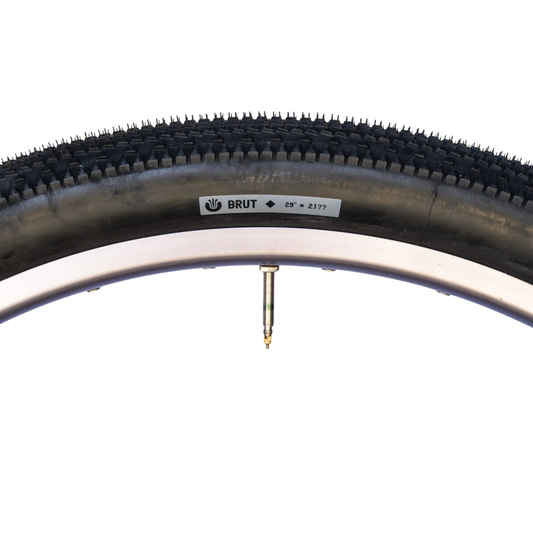 Close up of Ultradynamico Brut Robusto black side wall tubeless ready tire for gravel