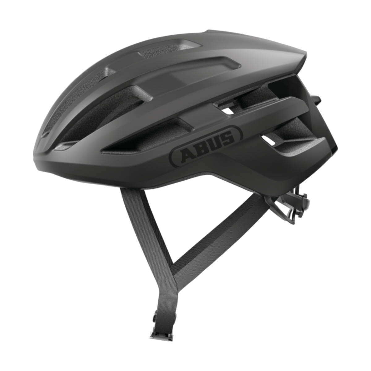 ABUS PowerDome cycling helmet featuring lightweight in-mould construction, streamlined profile, upper ventilation scoop and adjustable rear fit system.