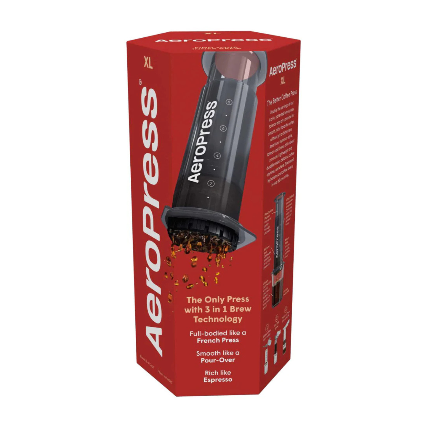 AeroPress XL inside its red package 
